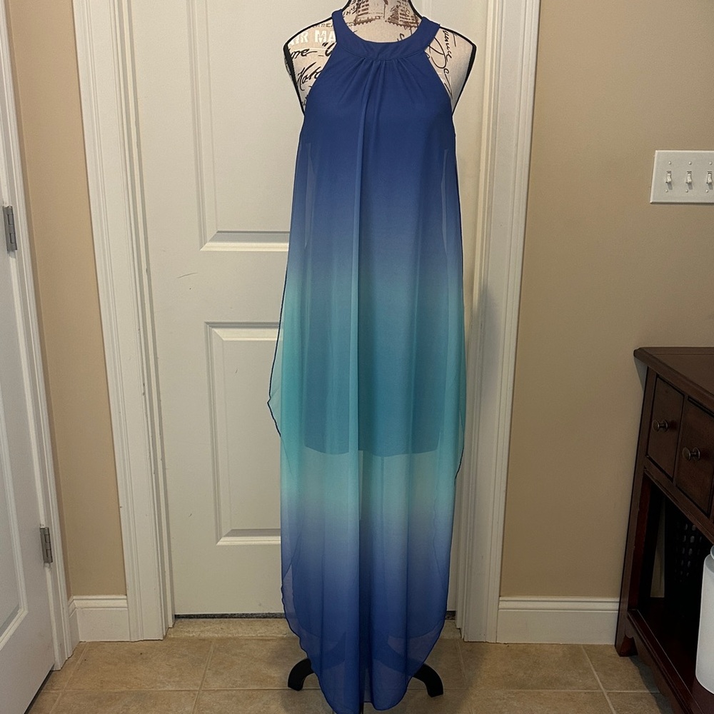 VENUS Blue Gradient Halter Maxi Dress
